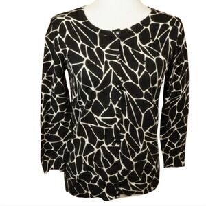 Pendleton Women's Cardigan Sweater Cotton Black White Block Design Size‎ Small